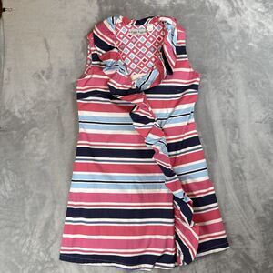 Dizzy Lizzie Women's Size L Sleeveless Short Pink Blue White Stripped Dress